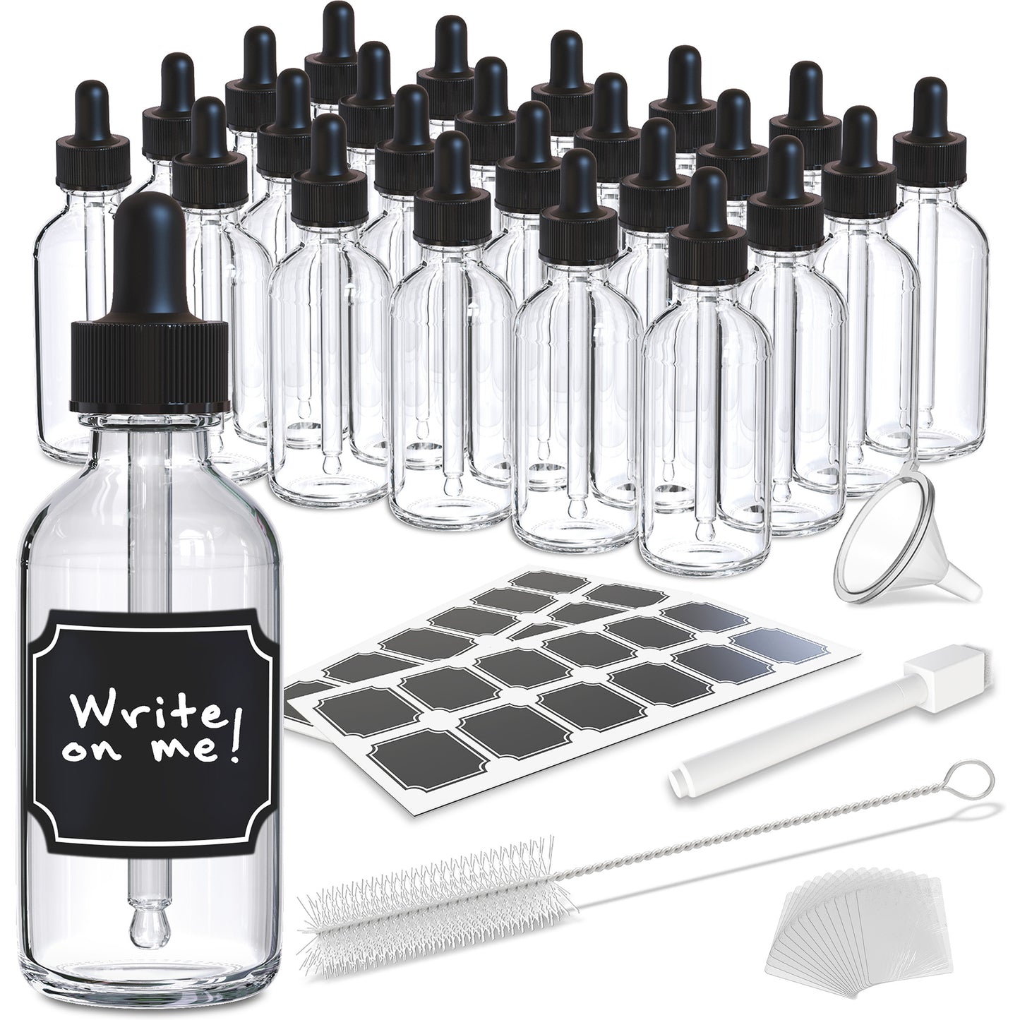 Clear Glass Dropper Bottles - 2 Oz.