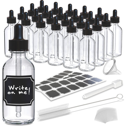 Clear Glass Dropper Bottles - 2 Oz.