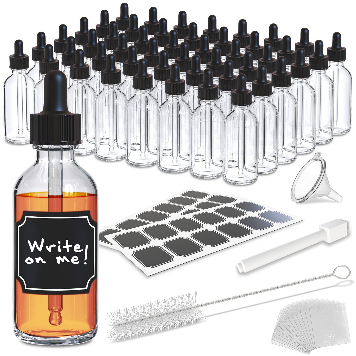 Clear Glass Dropper Bottles - 2 Oz.