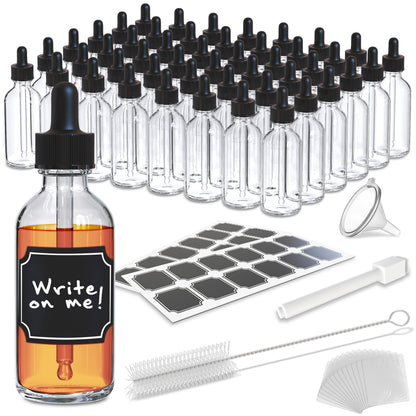Clear Glass Dropper Bottles - 2 Oz.