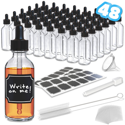 Clear Glass Dropper Bottles - 2 Oz.