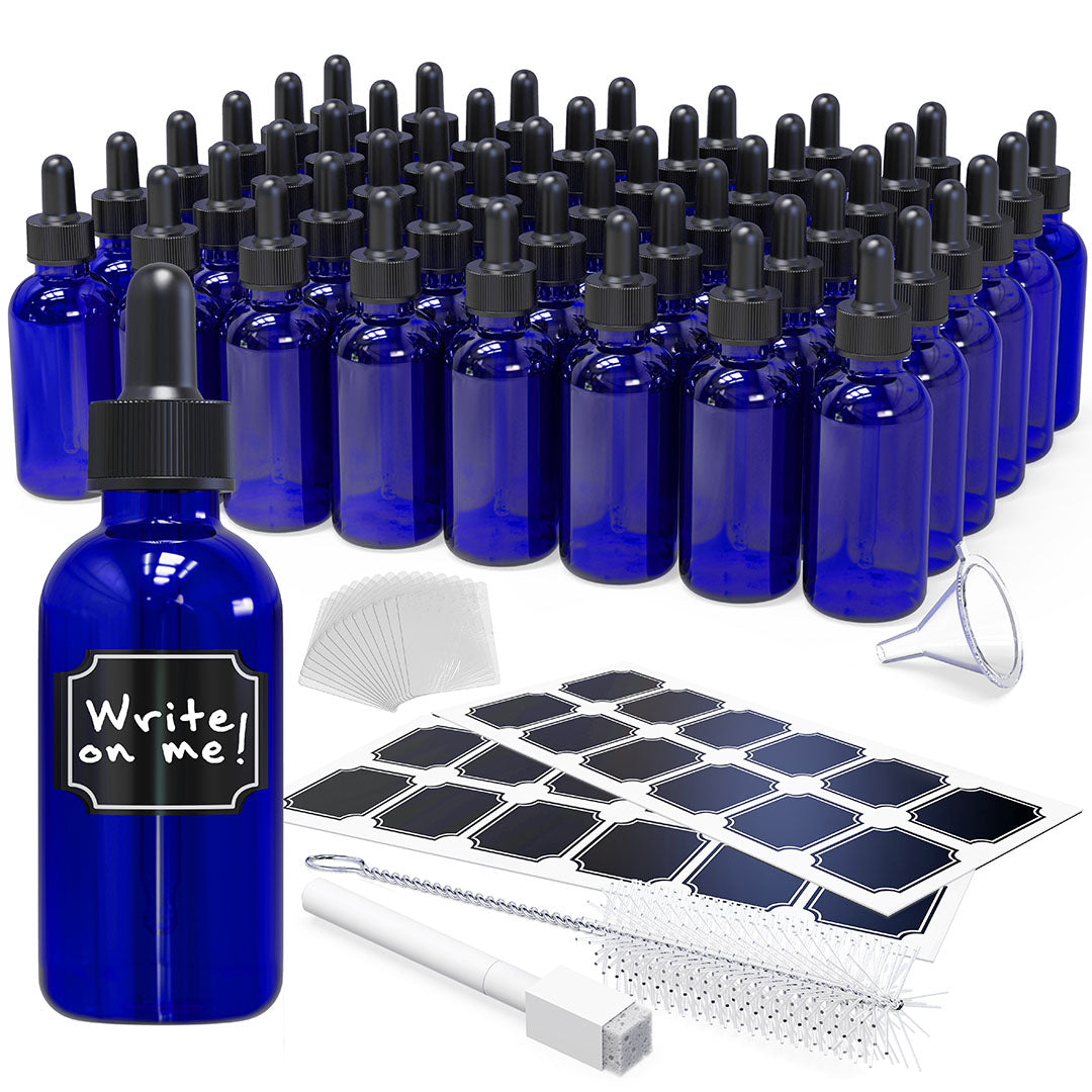 Cobalt Blue Dropper Bottles - 2 Oz.
