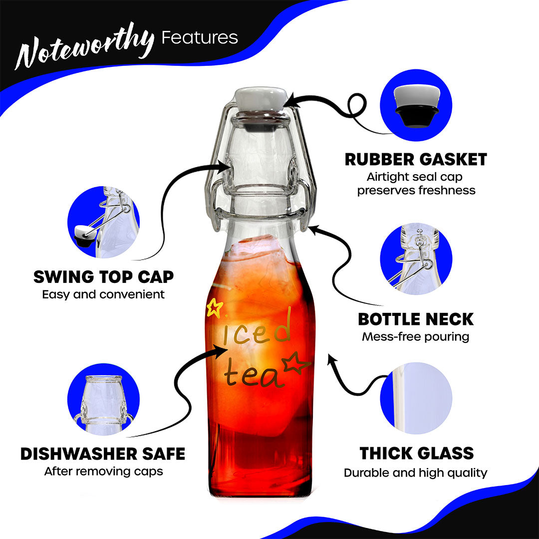 Swing Top Glass Bottles | Square Shape