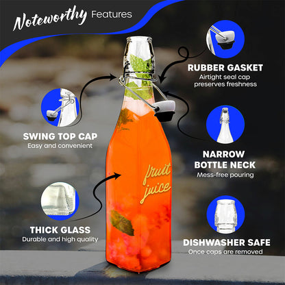 Swing Top Glass Bottles | Square Shape