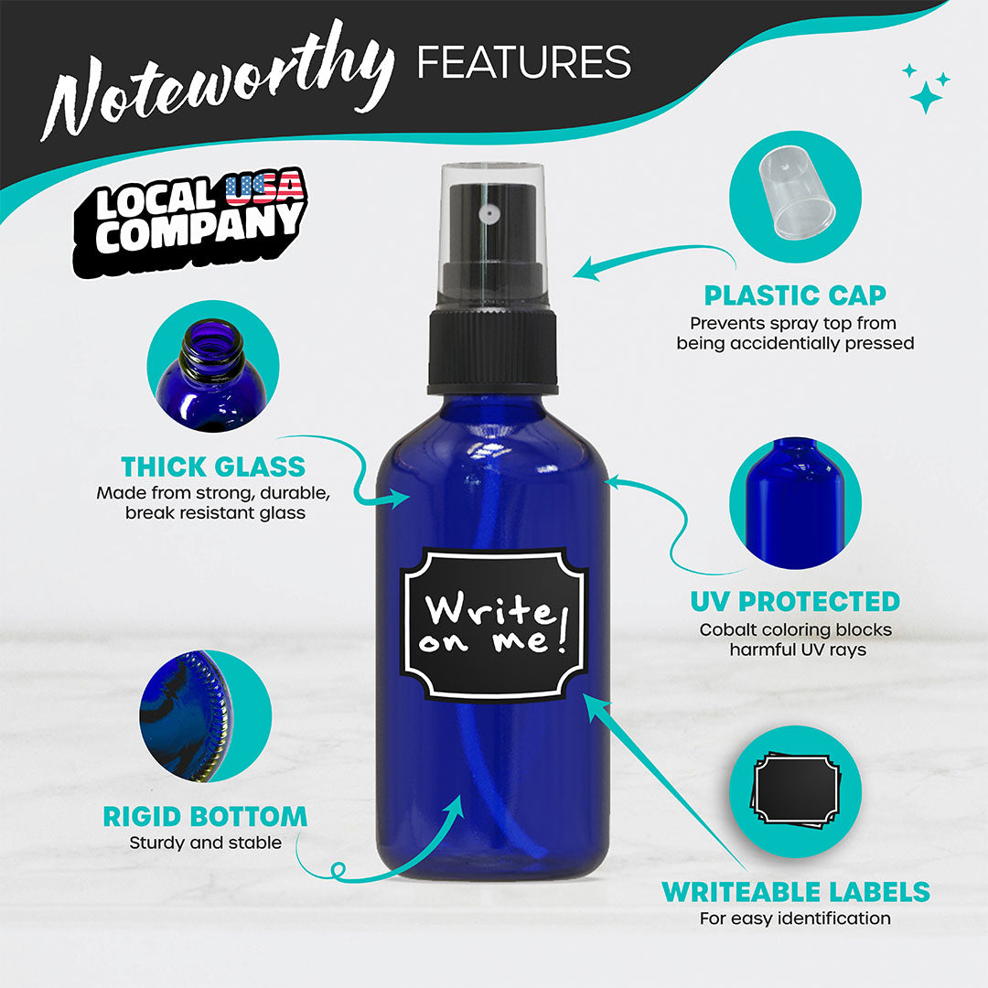 4 oz Cobalt Blue Glass Spray Bottles (Set of 48)