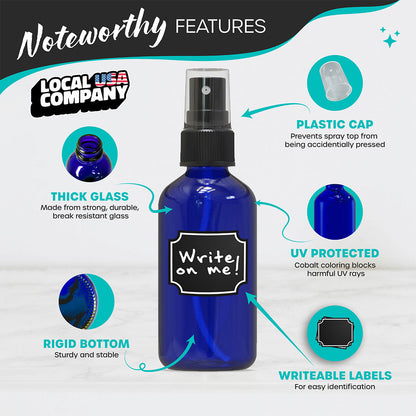 4 oz Cobalt Blue Glass Spray Bottles (Set of 48)