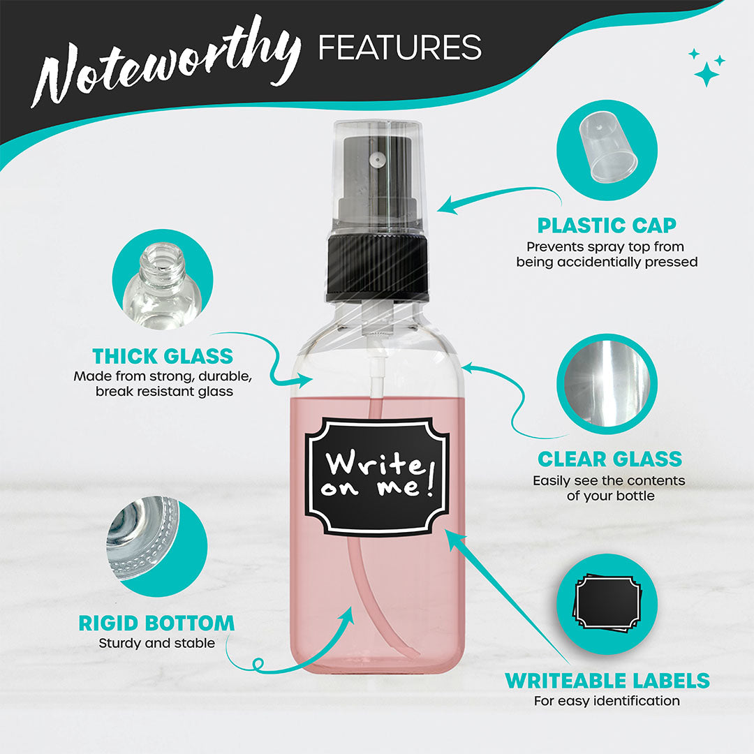Clear Glass Spray Bottles - 2 Oz.
