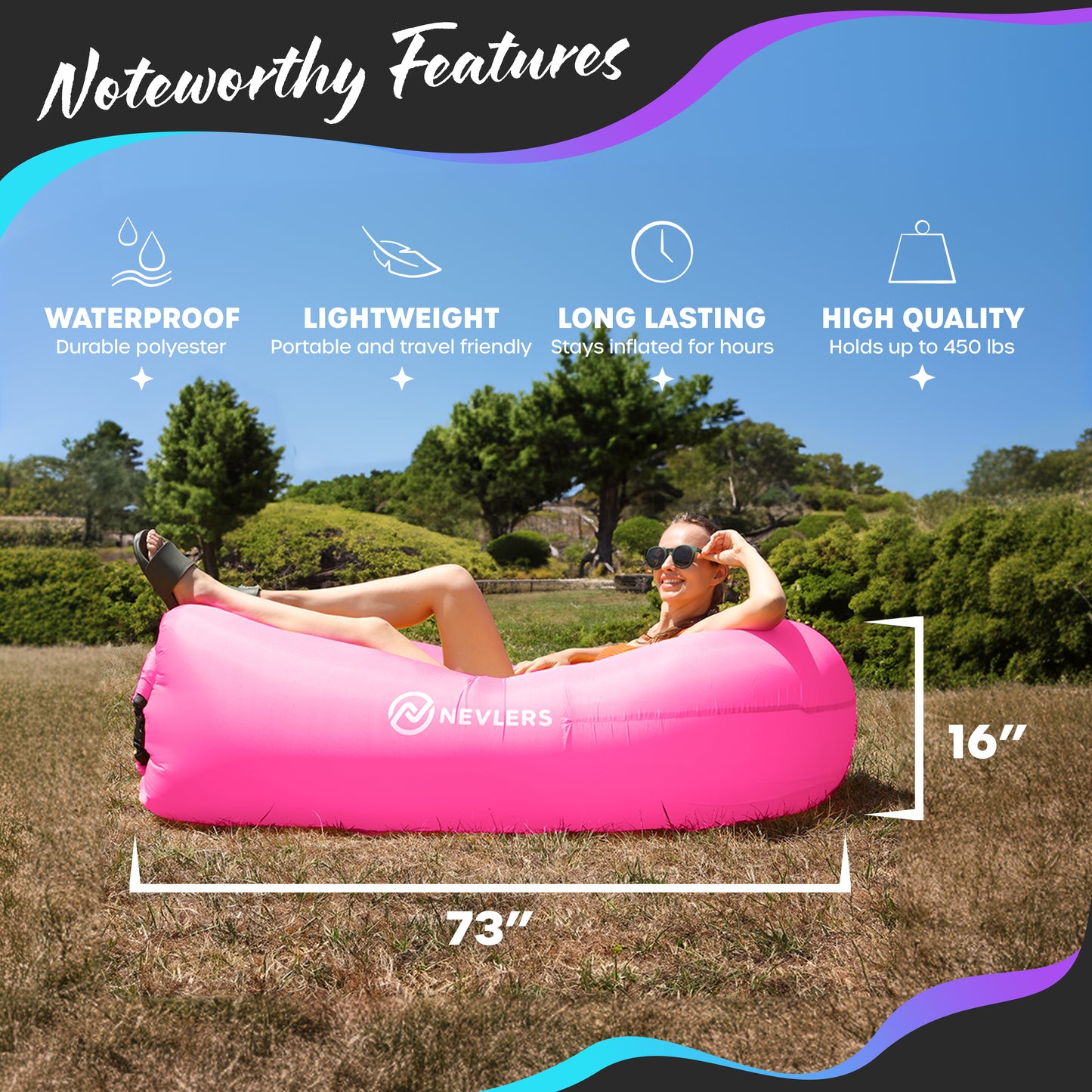 Inflatable Lounger - Pink - 1 Pack