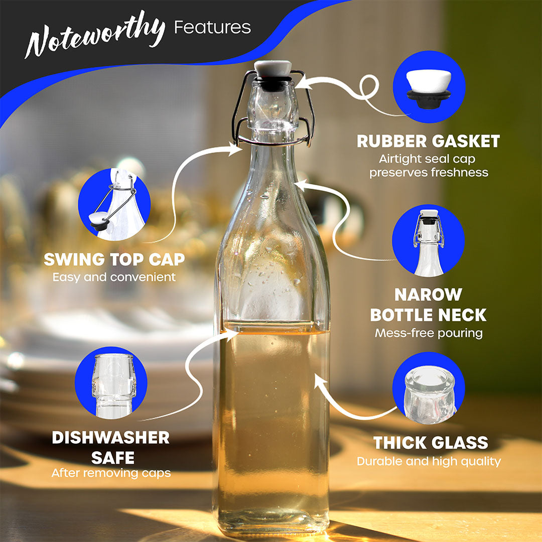 Swing Top Glass Bottles | Square Shape