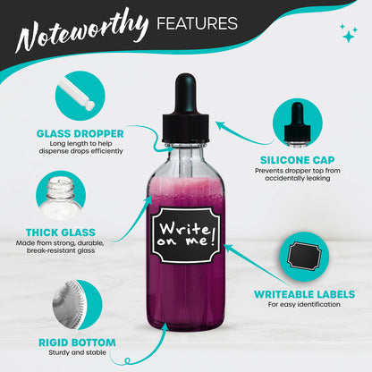 Clear Glass Dropper Bottles - 2 Oz.