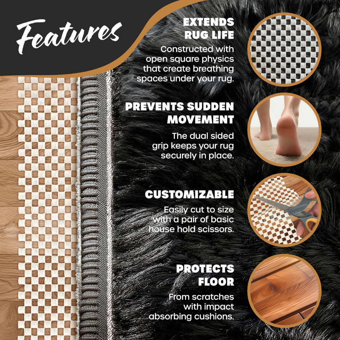 Non-Slip Rug Pad - PVC Foam - White