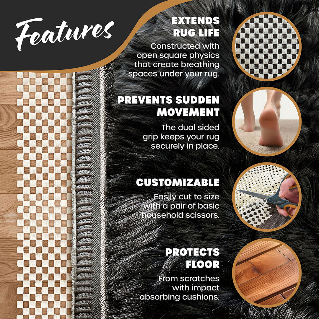 Non-Slip Rug Pad - PVC Foam - White