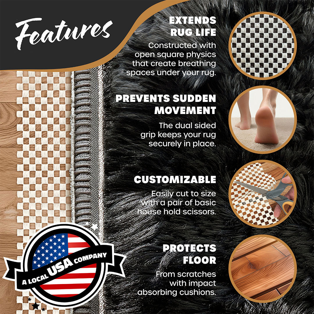 Non-Slip Rug Pad - PVC Foam - White
