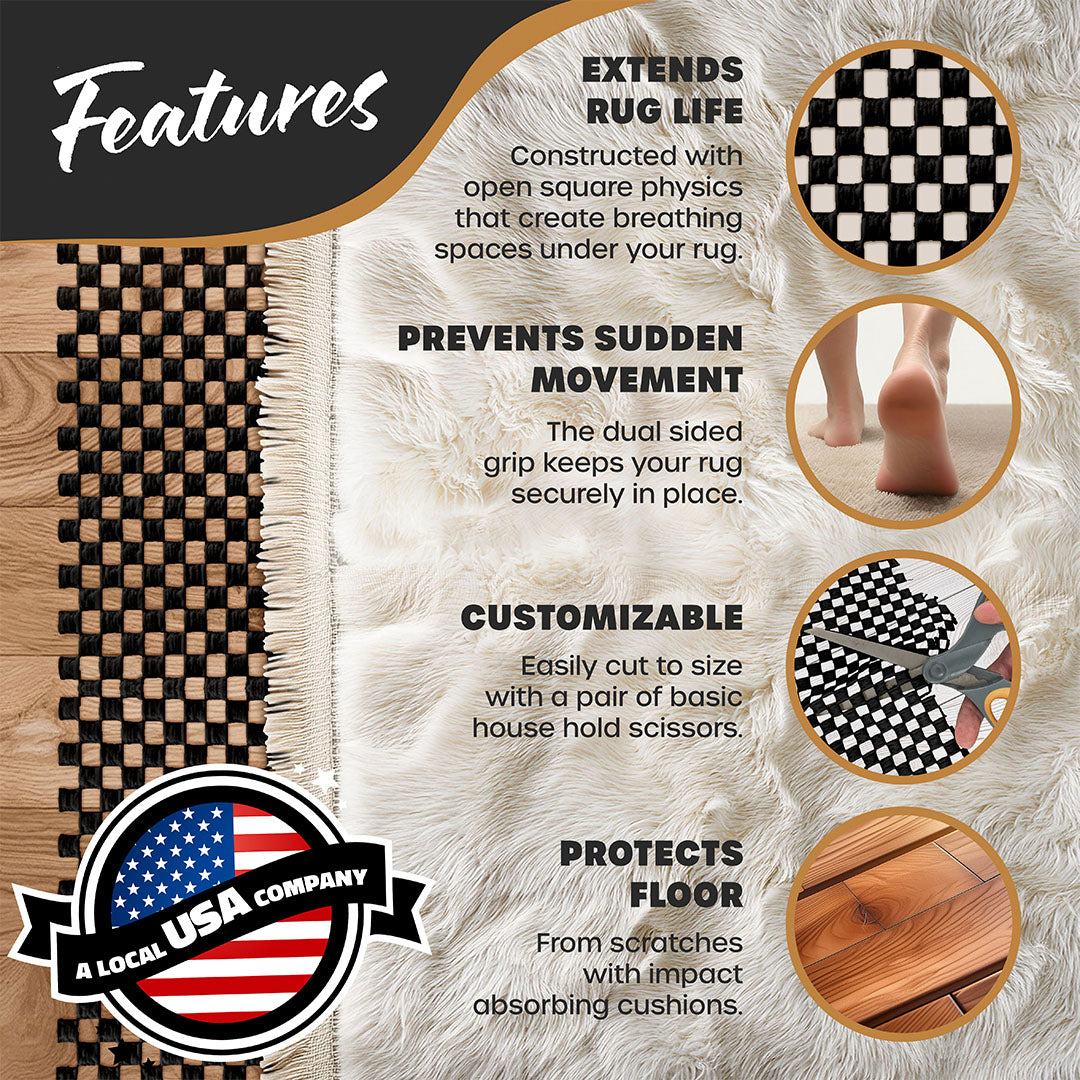 Non-Slip Rug Pad - PVC Foam - Black