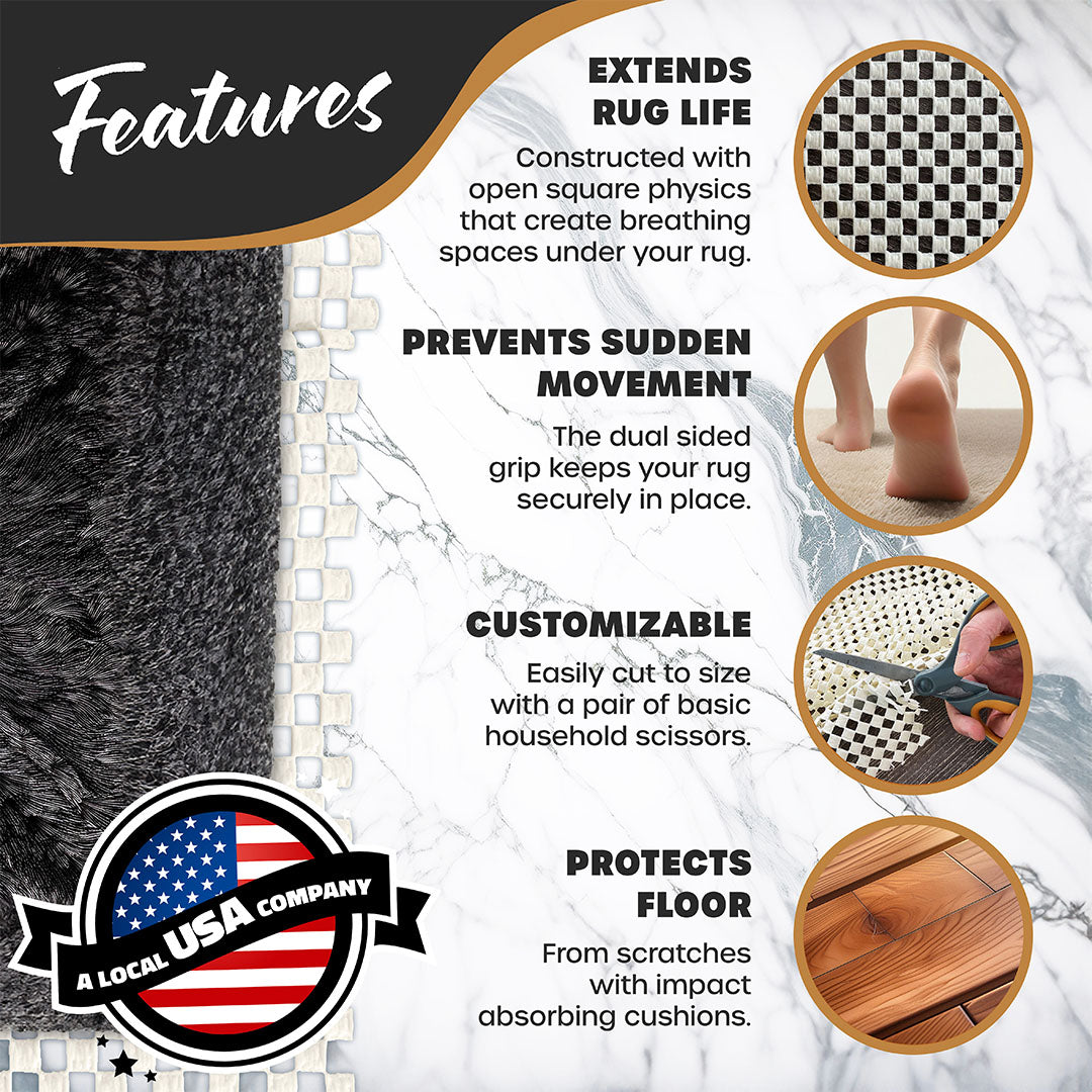 Non-Slip Rug Pad - PVC Foam - White