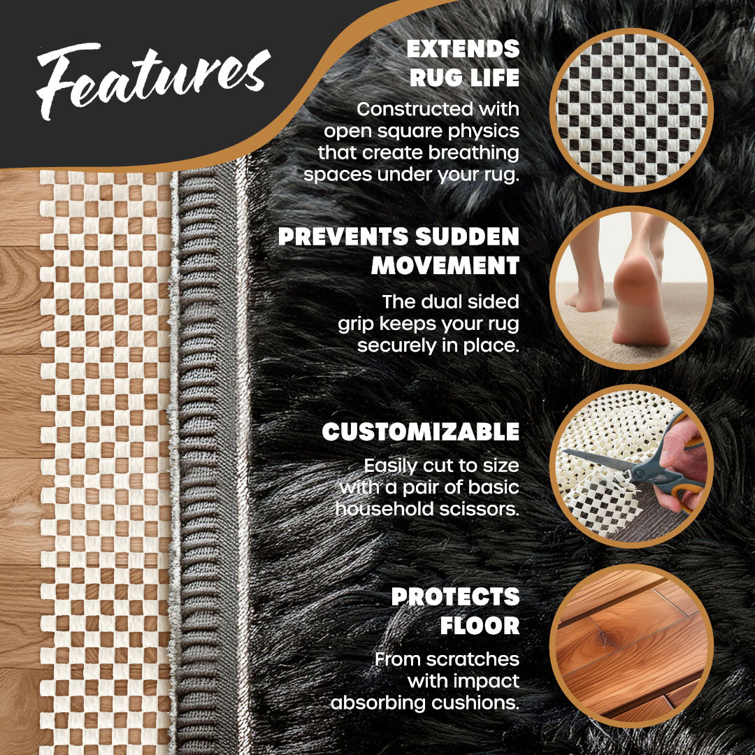 Non-Slip Rug Pad - PVC Foam - White