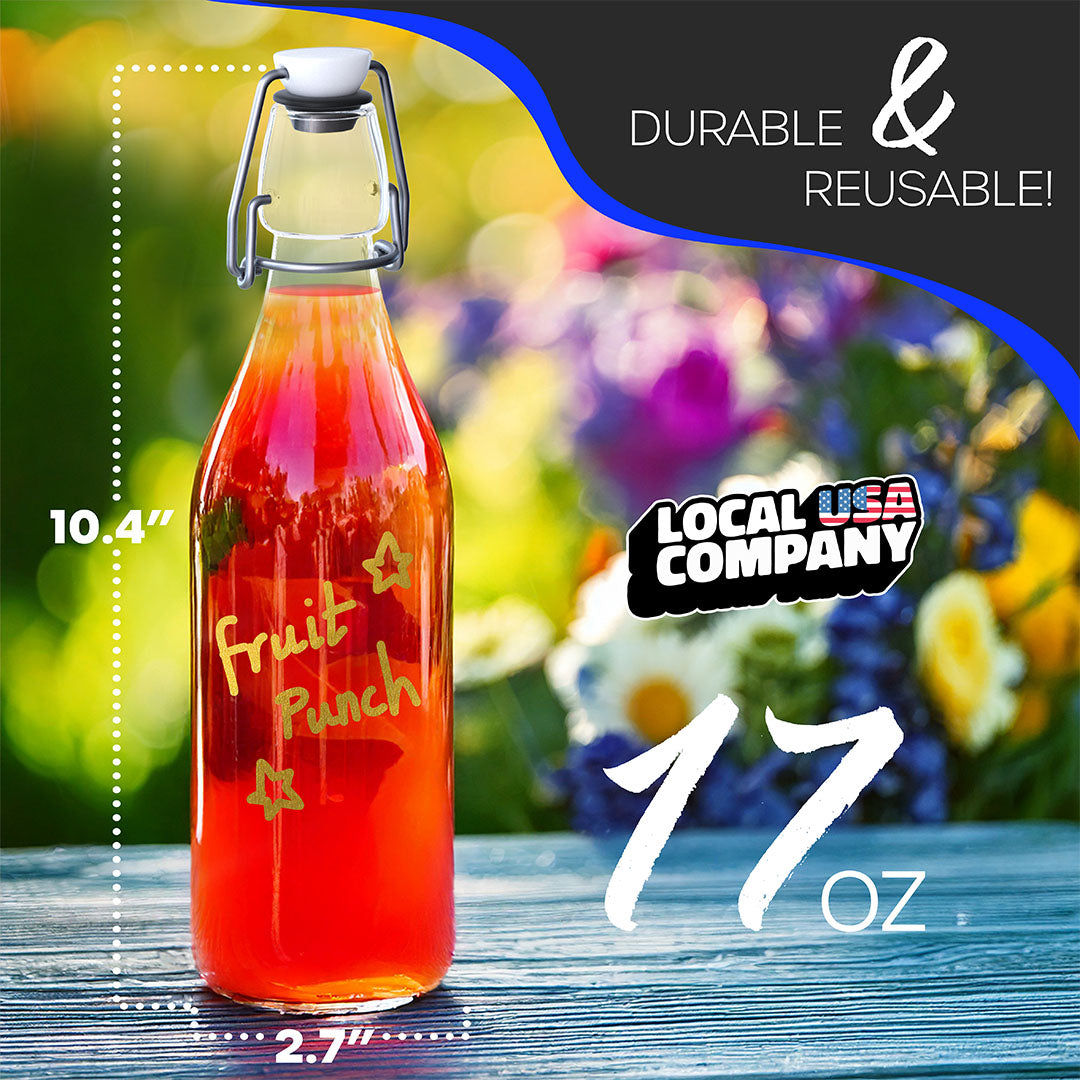 17  Oz. Swing Top Glass Bottles | Round Design