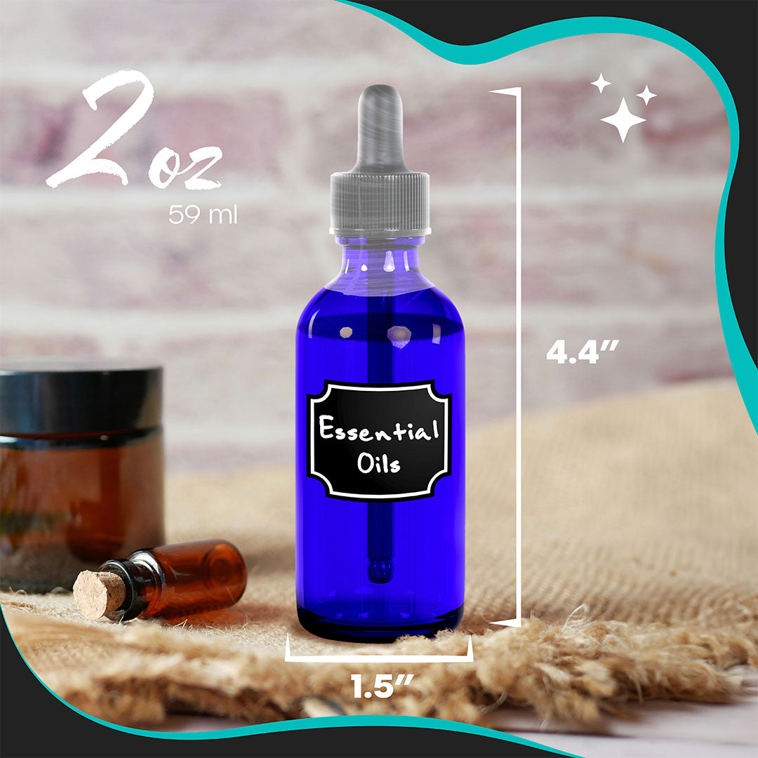 Cobalt Blue Dropper Bottles - 2 Oz.