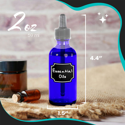 Cobalt Blue Dropper Bottles - 2 Oz.