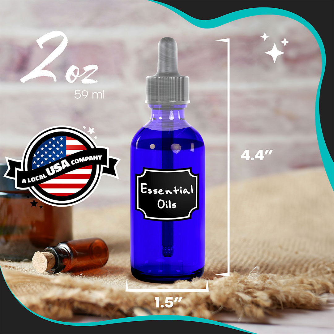 Cobalt Blue Dropper Bottles - 2 Oz.