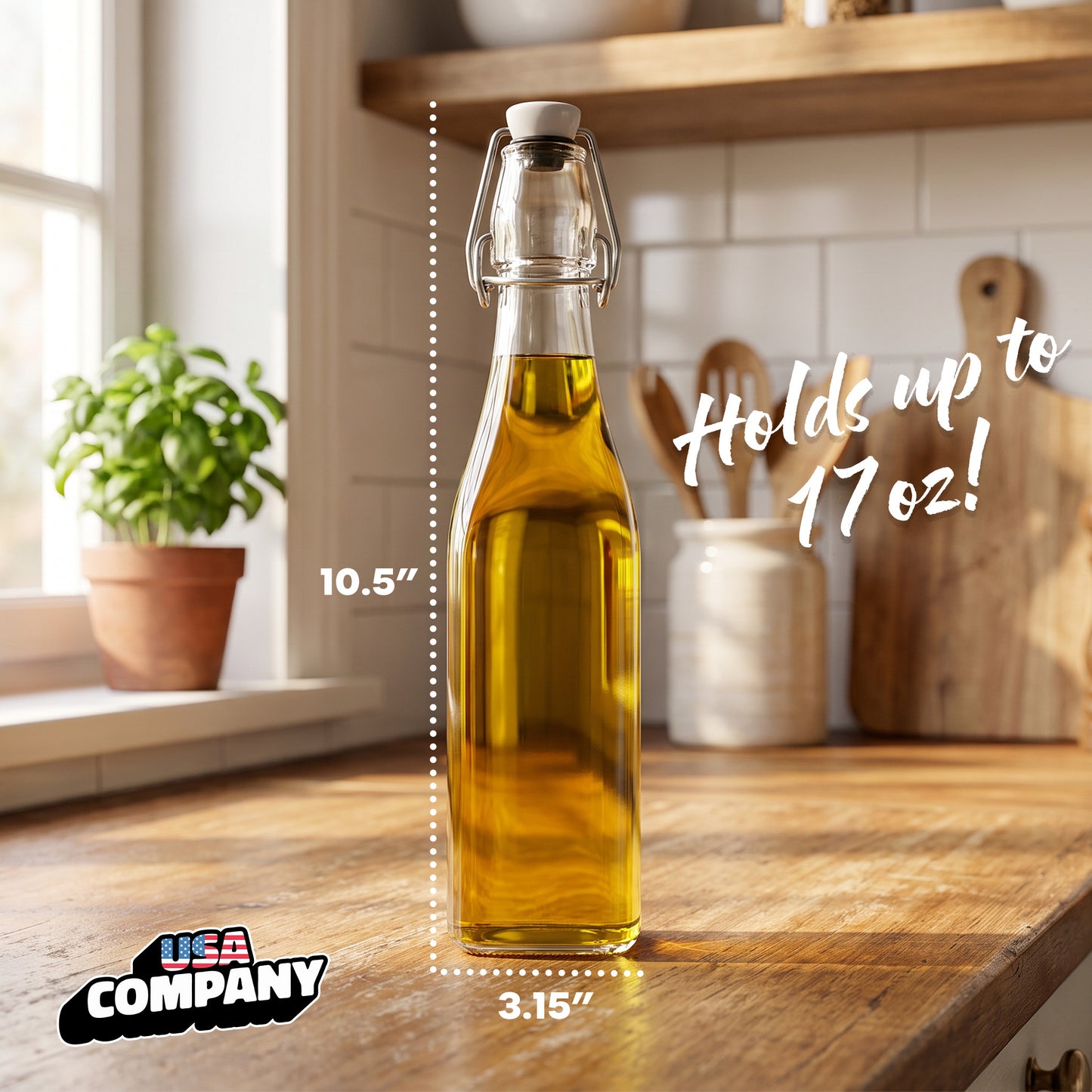 Swing Top Glass Bottles | Square Shape