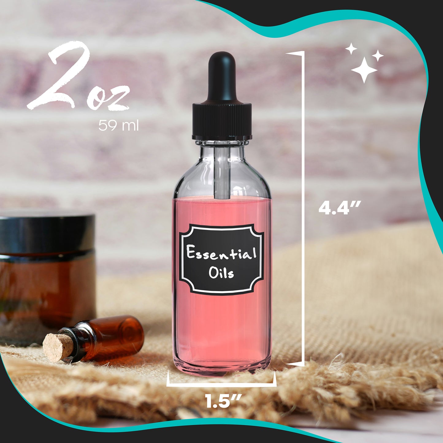 Clear Glass Dropper Bottles - 2 Oz.
