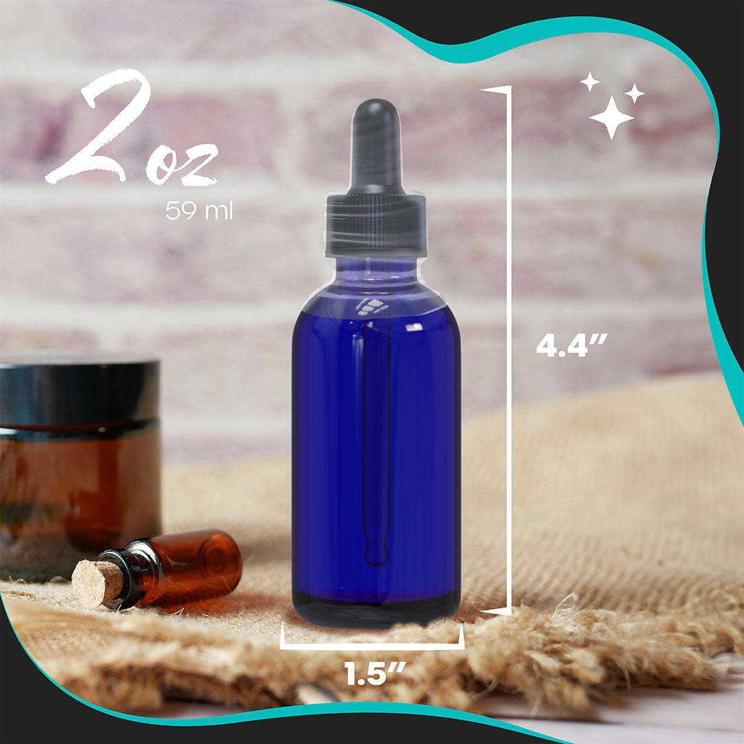 Cobalt Blue Dropper Bottles - 2 Oz.
