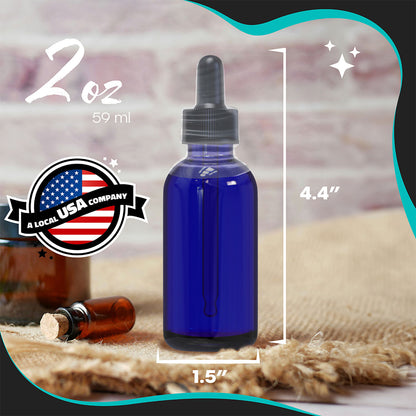 Cobalt Blue Dropper Bottles - 2 Oz.