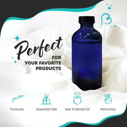 Blue Glass Boston Bottles with Twist Caps - 8 Oz