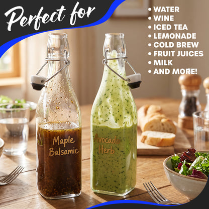 Swing Top Glass Bottles | Square Shape