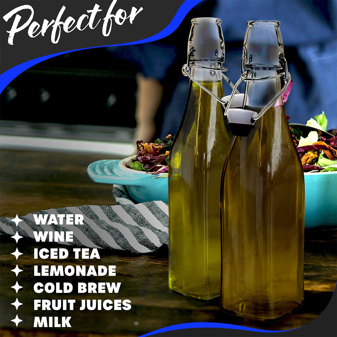 Swing Top Glass Bottles | Square Shape