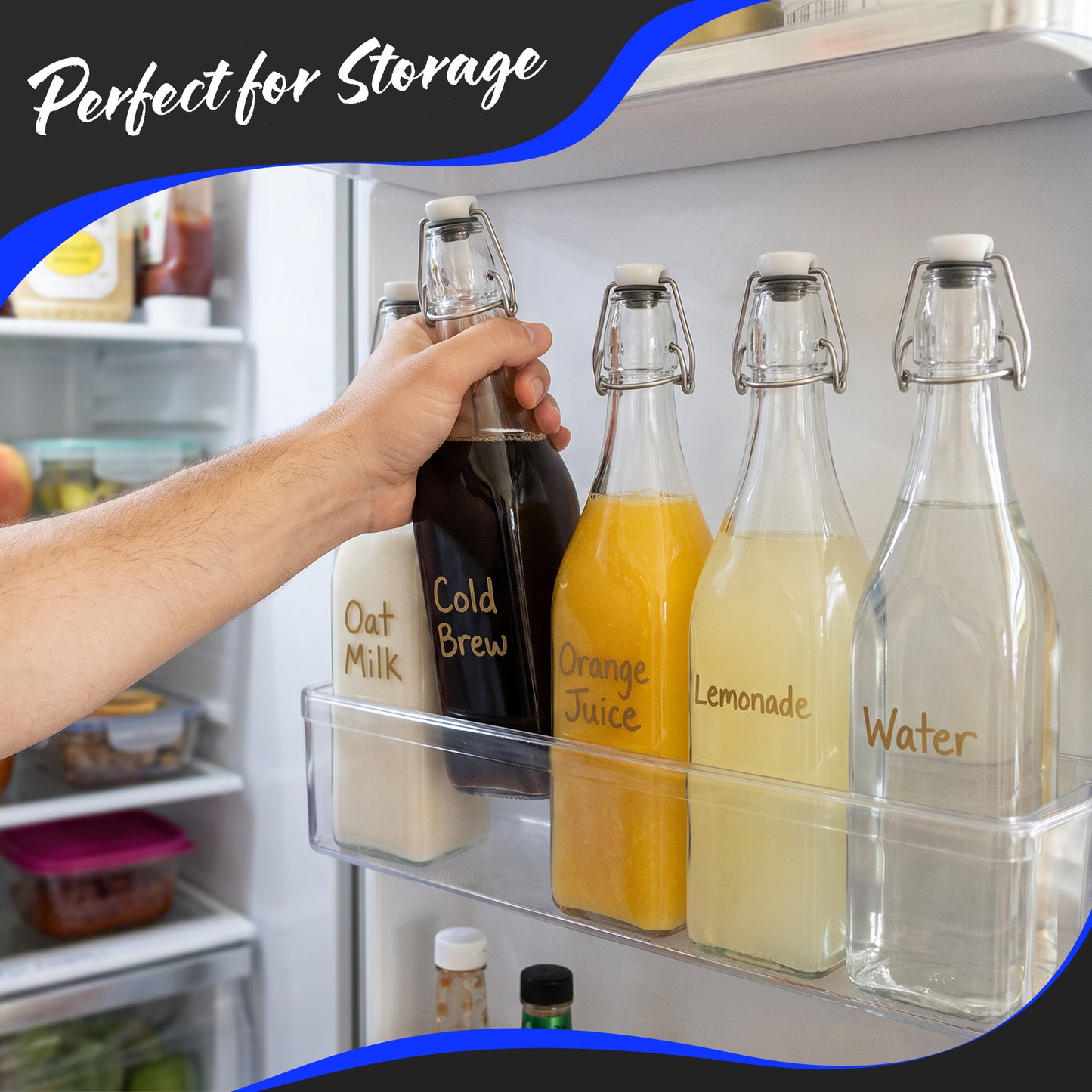 Swing Top Glass Bottles | Square Shape