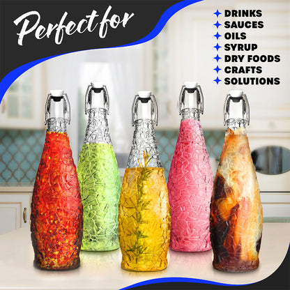 Set of 6, 33 Oz. Swing Top Glass Bottles | Textured Design