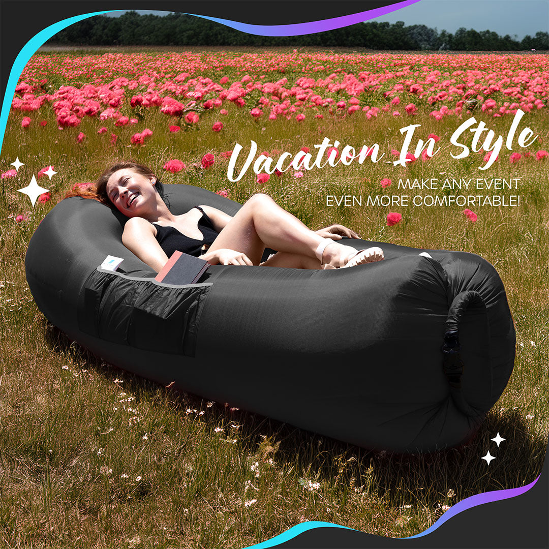 Inflatable Lounger - Black - 1 Pack