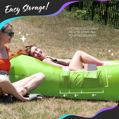 Inflatable Loungers - Blue/Green - 2 Pack