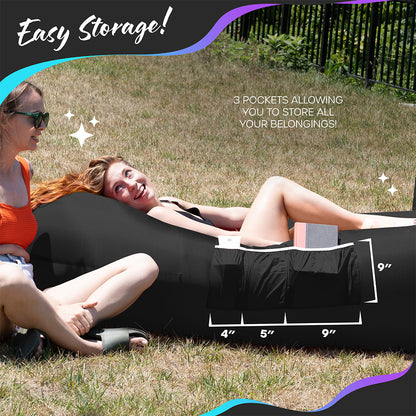 Inflatable Lounger - Black - 1 Pack