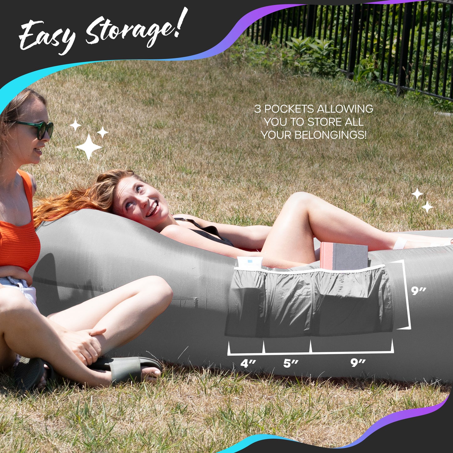 Inflatable Lounger - Gray - 1 pack