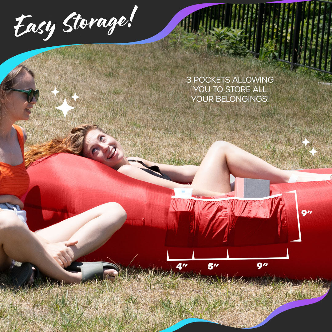 Inflatable Loungers - Navy/Red - 2 Pack