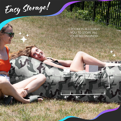 Inflatable Loungers - Green & Gray Camo - 2 Pack