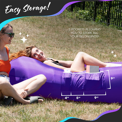 Inflatable Loungers - Blue/Purple - 2 Pack