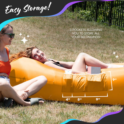 Inflatable Loungers - Navy/Saffron - 2 Pack