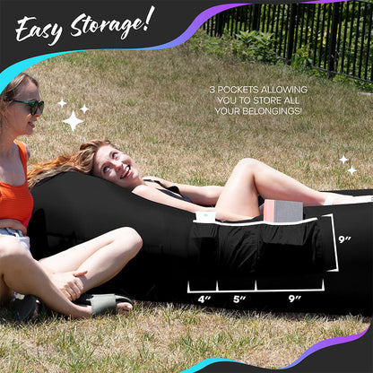 Inflatable Loungers - Blue/Black - 2 Pack