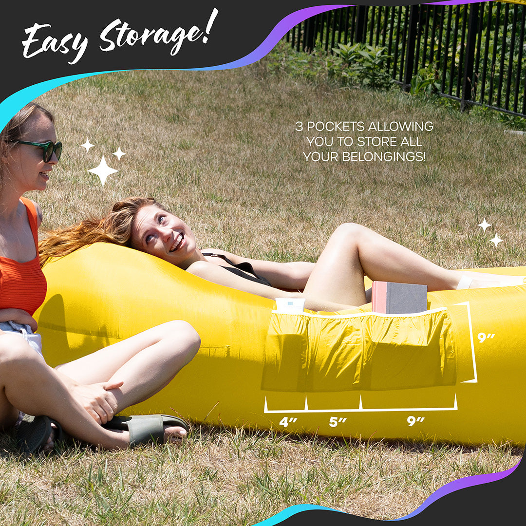 Inflatable Lounger - Yellow - 1 pack