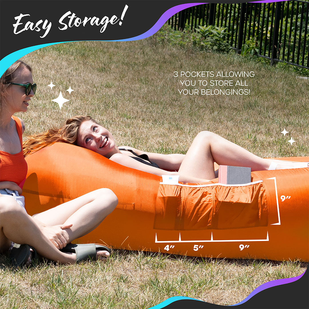 Inflatable Loungers - Blue/Orange - 2 Pack