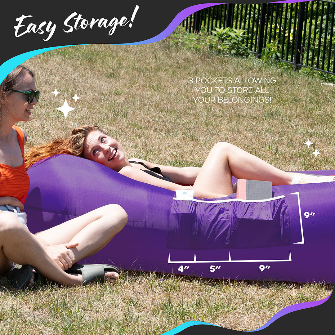 Inflatable Loungers - Green/Purple - 2 Pack