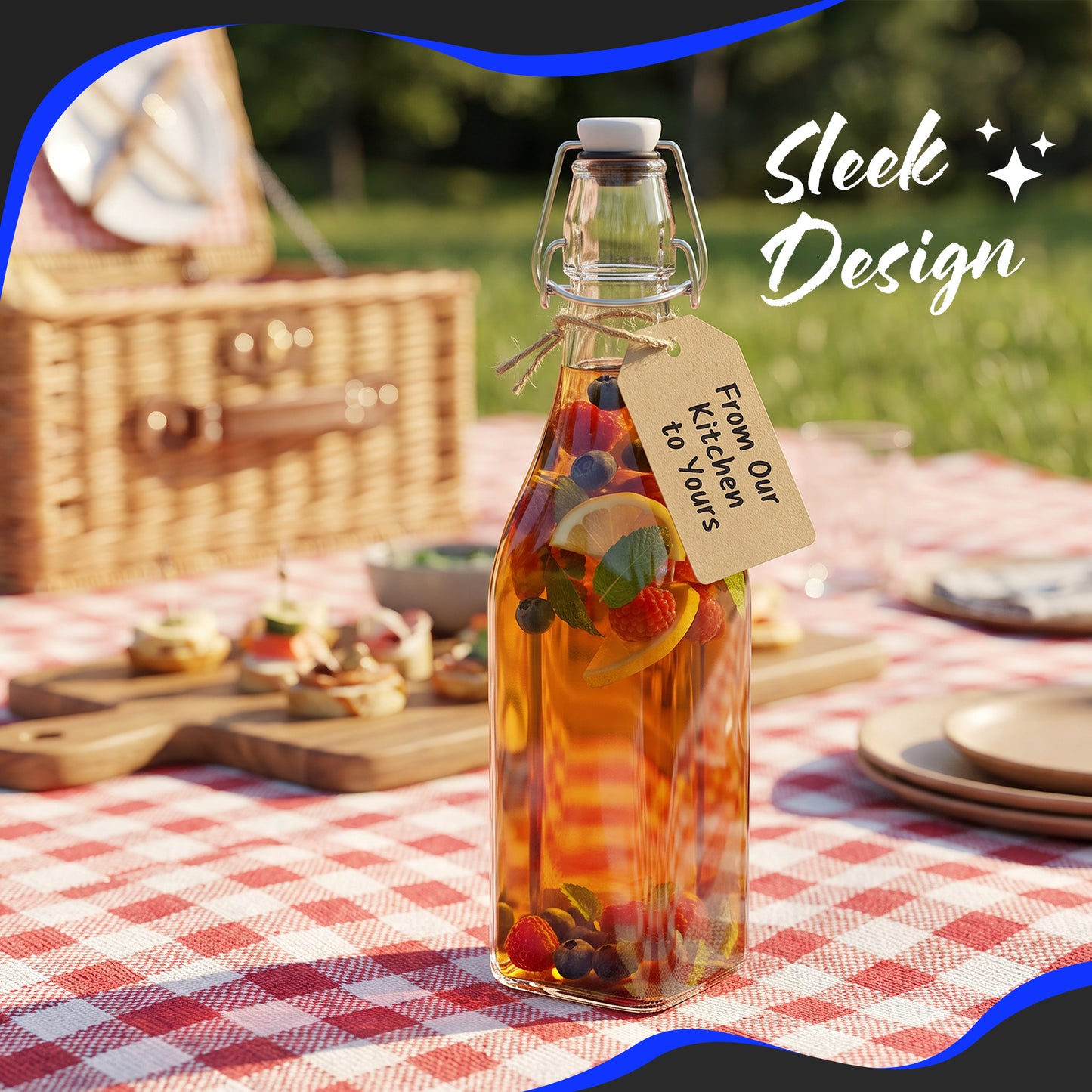 Swing Top Glass Bottles | Square Shape
