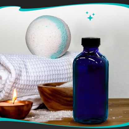 Blue Glass Boston Bottles with Twist Caps - 8 Oz