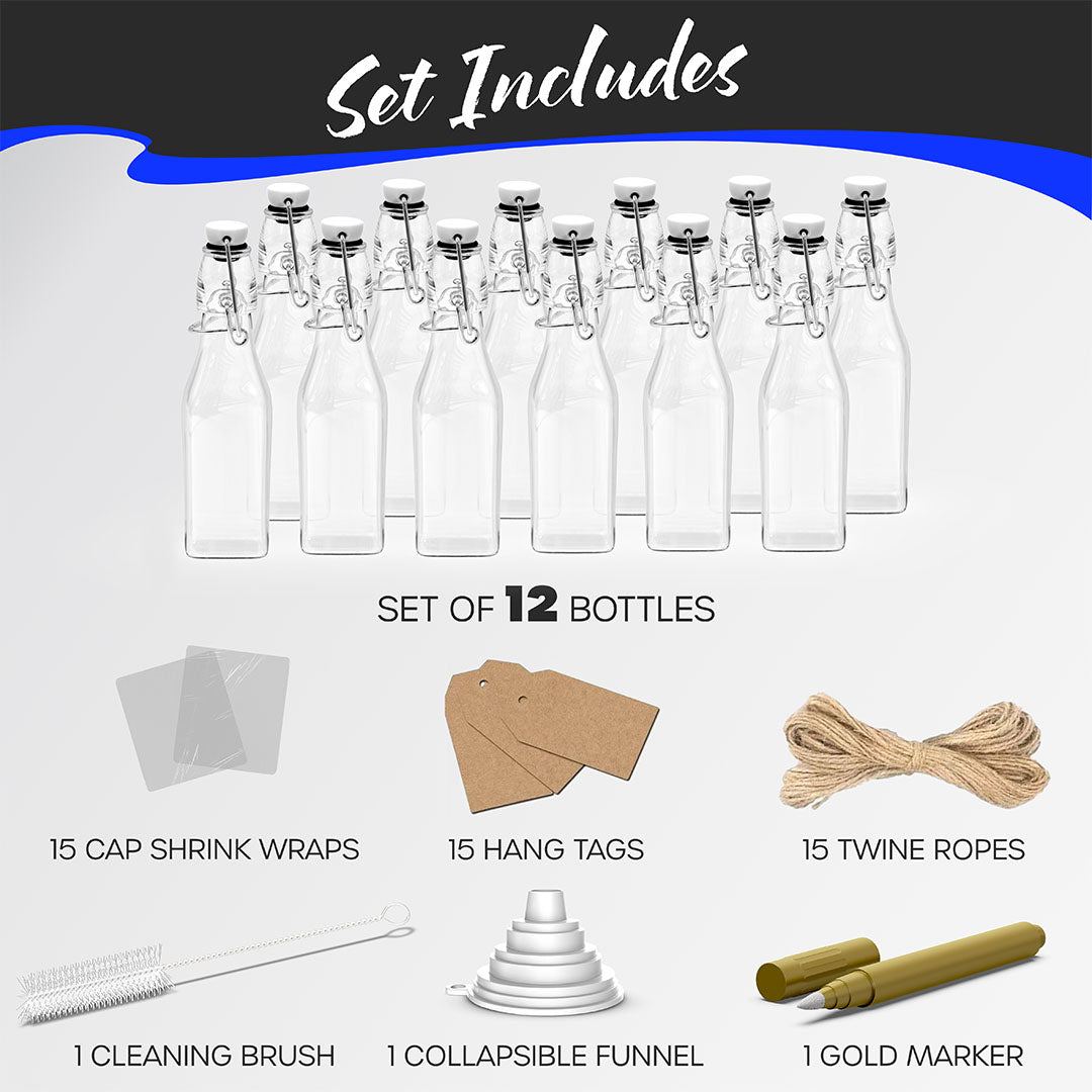 Swing Top Glass Bottles | Square Shape