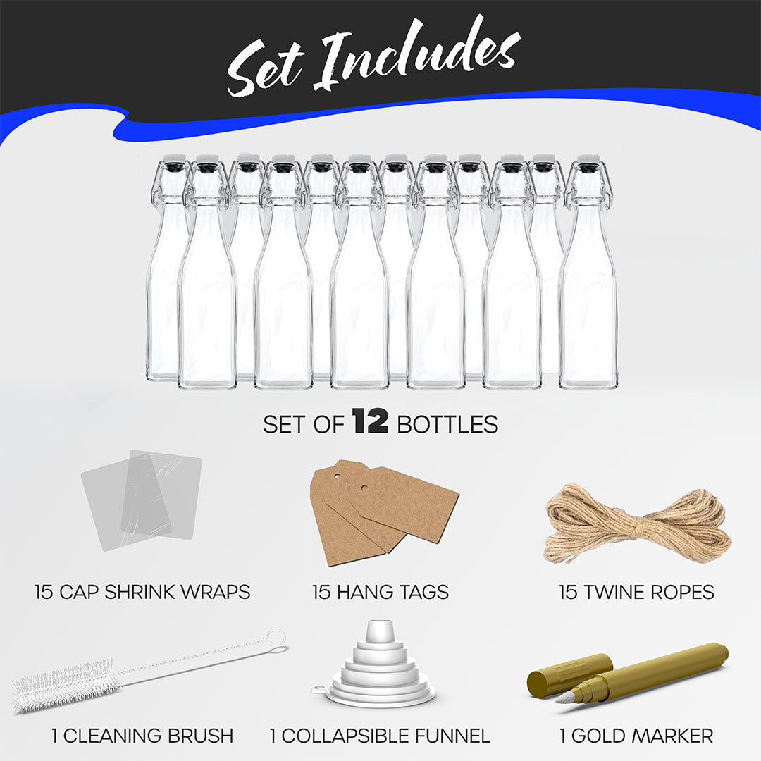 Swing Top Glass Bottles | Square Shape