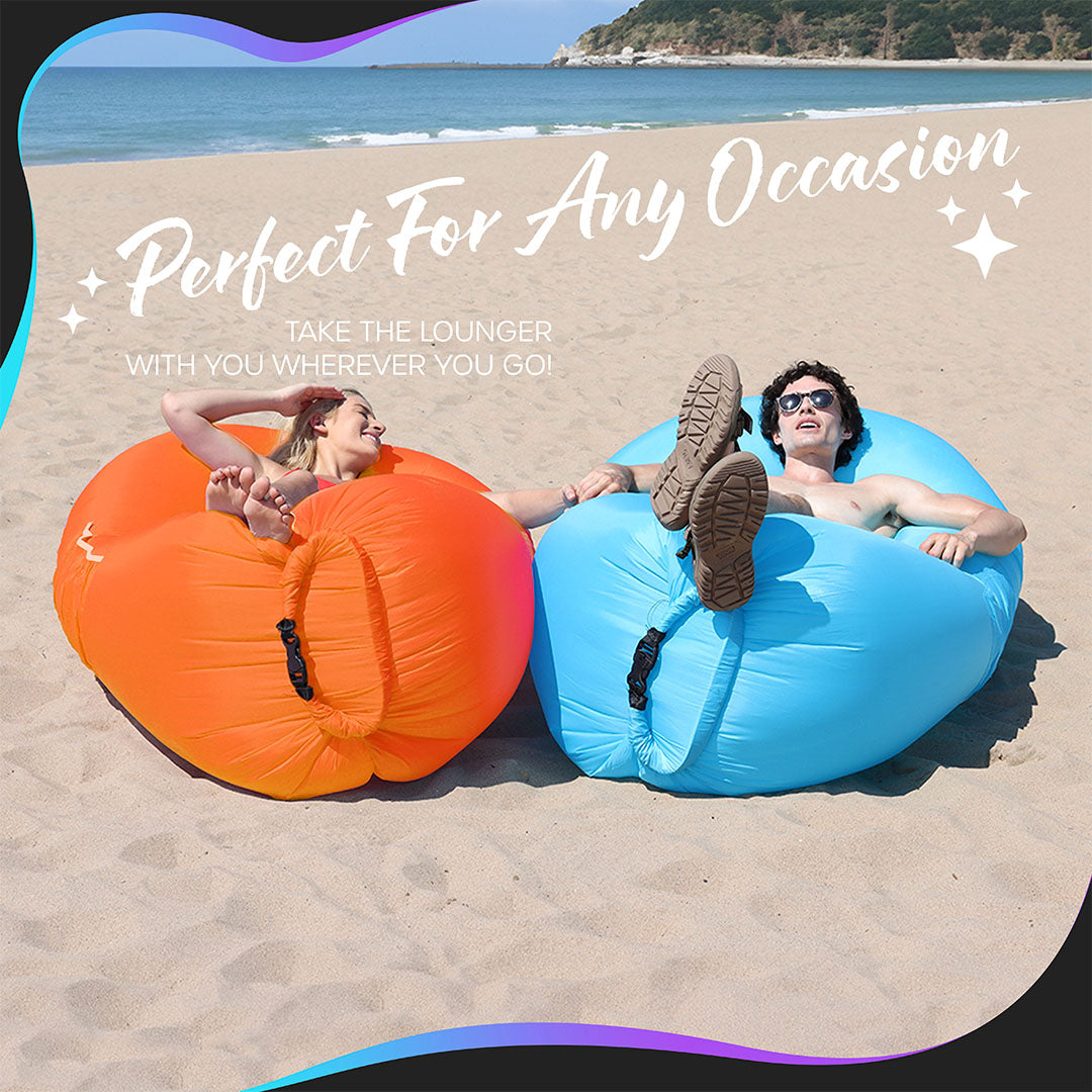 Inflatable Loungers - Blue/Orange - 2 Pack